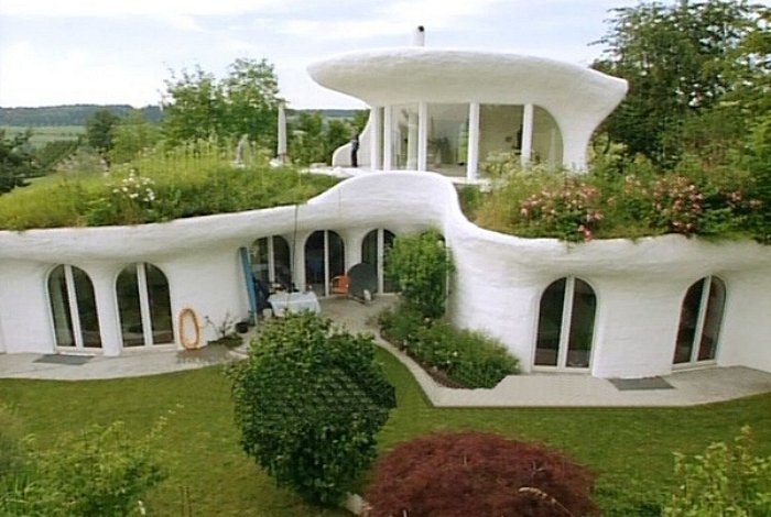 green roofed house